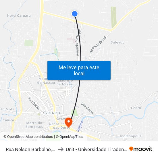 Rua Nelson Barbalho, 10 to Unit - Universidade Tiradentes map