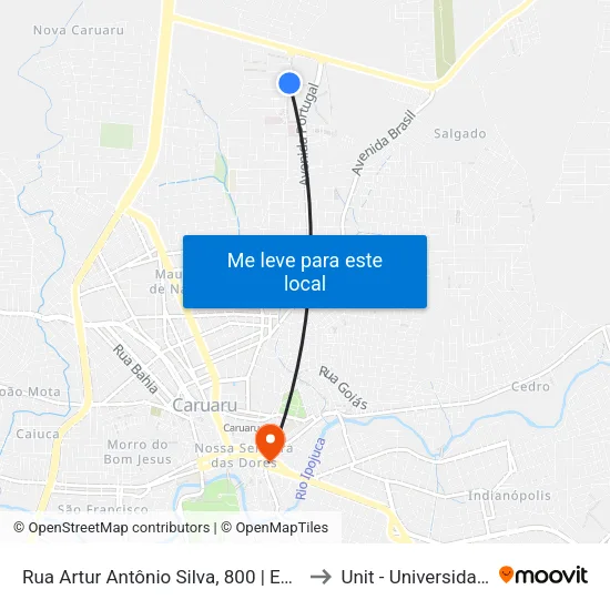 Rua Artur Antônio Silva, 800 | Edifício Mediterrâneo Club to Unit - Universidade Tiradentes map