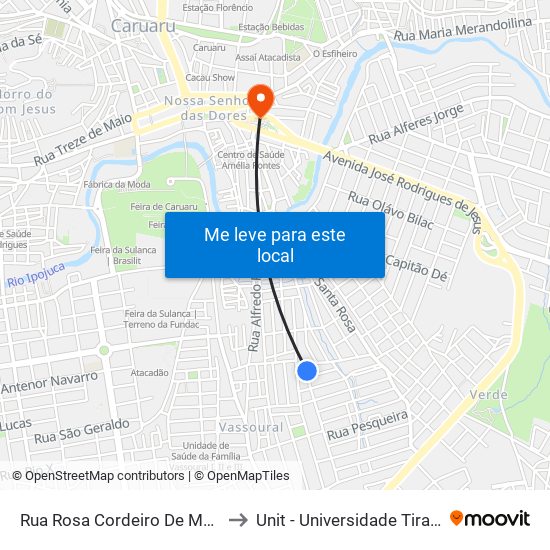 Rua Rosa Cordeiro De Melo, 200 to Unit - Universidade Tiradentes map