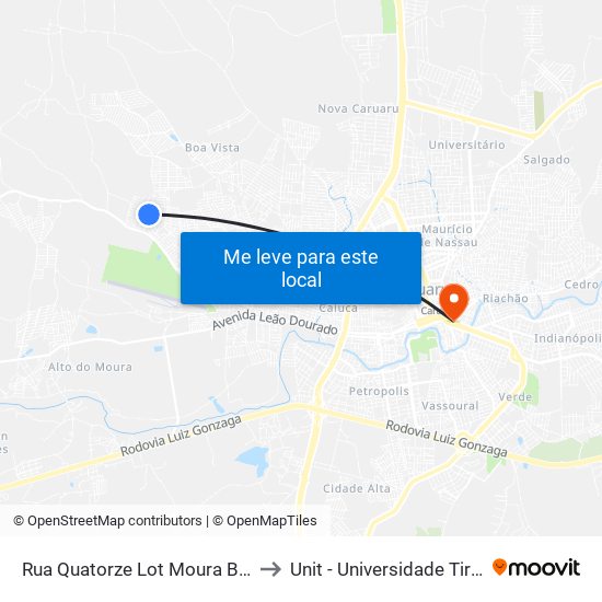 Rua Quatorze Lot Moura Brasil, 200 to Unit - Universidade Tiradentes map