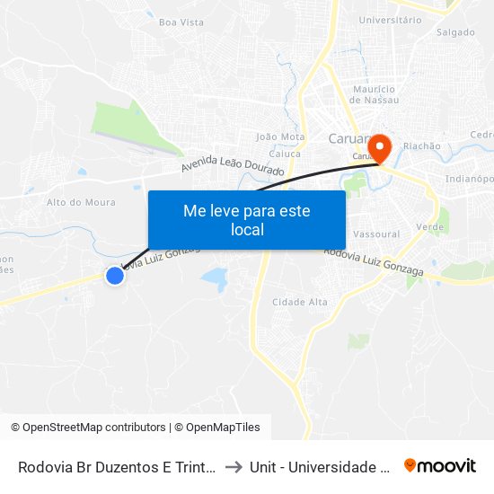 Rodovia Br Duzentos E Trinta E Dois, 351 to Unit - Universidade Tiradentes map