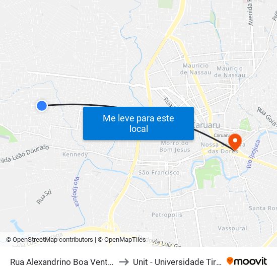Rua Alexandrino Boa Ventura, 196a to Unit - Universidade Tiradentes map