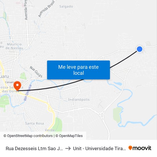 Rua Dezesseis Ltm Sao Jose, 11 to Unit - Universidade Tiradentes map