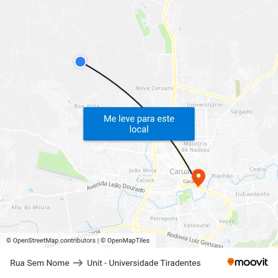 Rua Sem Nome to Unit - Universidade Tiradentes map