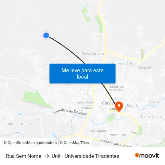Rua Sem Nome to Unit - Universidade Tiradentes map