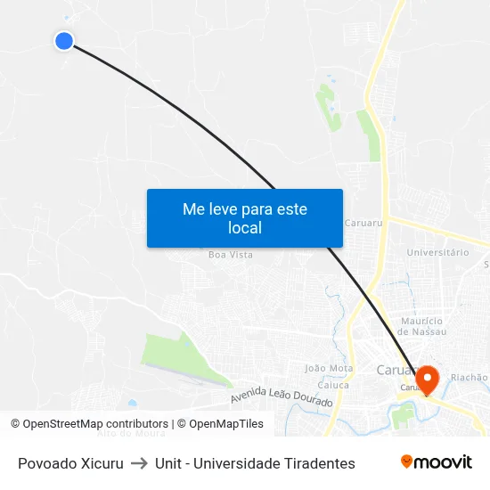 Povoado Xicuru to Unit - Universidade Tiradentes map