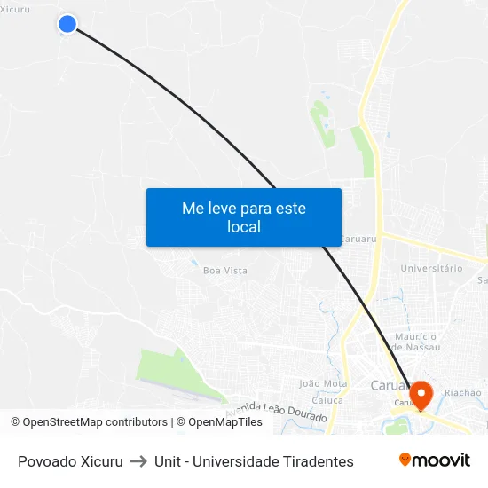 Povoado Xicuru to Unit - Universidade Tiradentes map