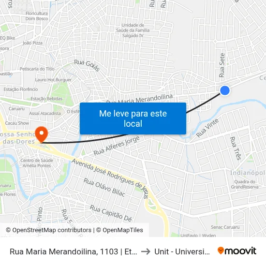 Rua Maria Merandoilina, 1103 | Eti Profº Altair Nunes Porto Filho to Unit - Universidade Tiradentes map