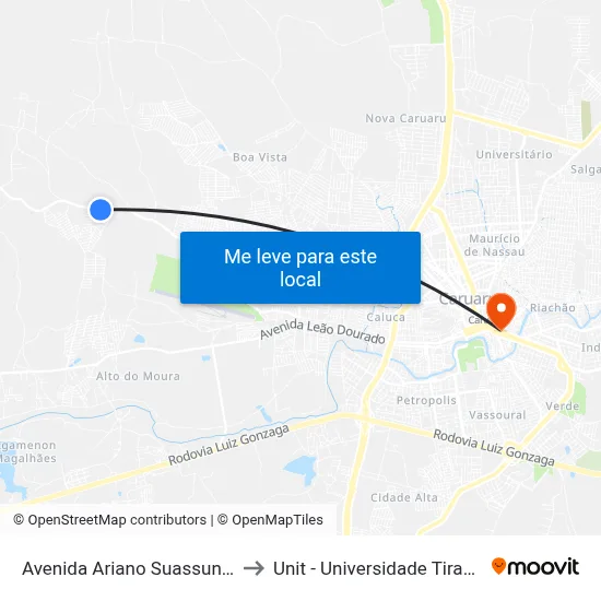Avenida Ariano Suassuna, 583 to Unit - Universidade Tiradentes map