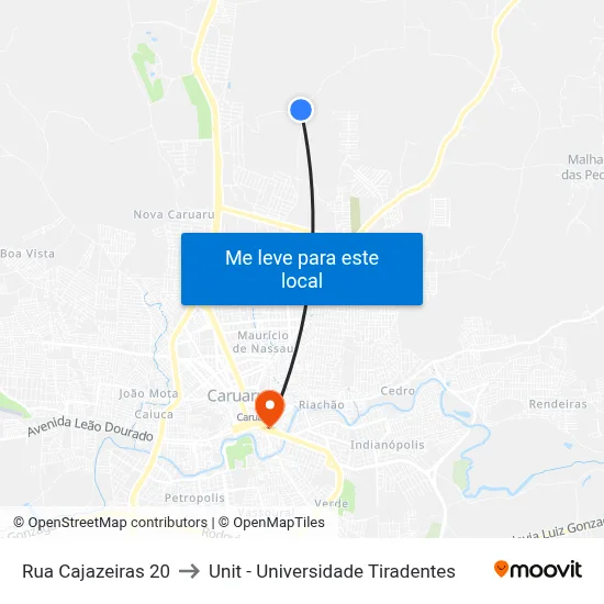 Rua Cajazeiras 20 to Unit - Universidade Tiradentes map