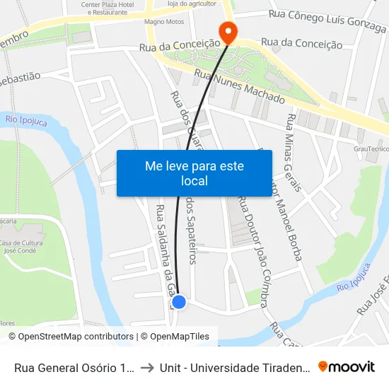 Rua General Osório 137 to Unit - Universidade Tiradentes map
