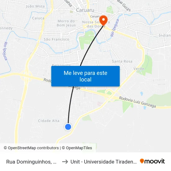 Rua Dominguinhos, S/N to Unit - Universidade Tiradentes map