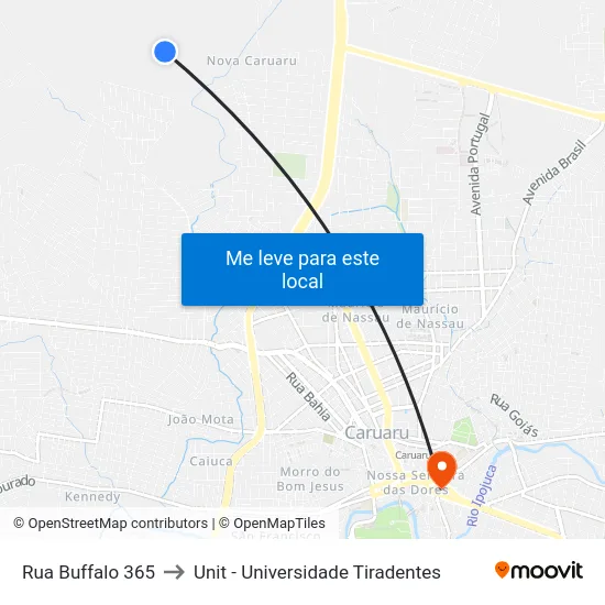 Rua Buffalo 365 to Unit - Universidade Tiradentes map
