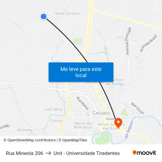 Rua Mineola 206 to Unit - Universidade Tiradentes map