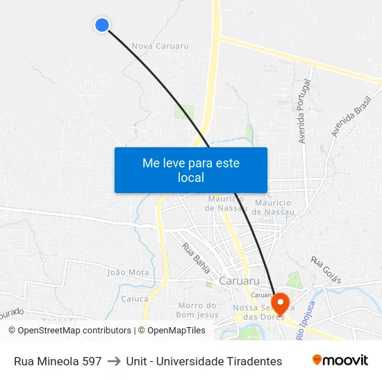 Rua Mineola 597 to Unit - Universidade Tiradentes map