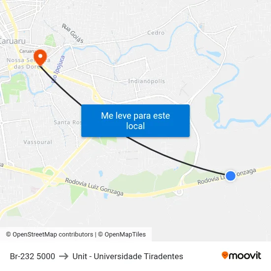 Br-232 5000 to Unit - Universidade Tiradentes map