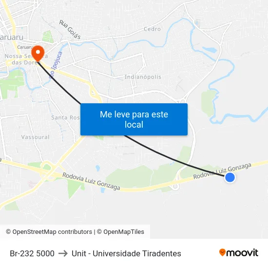 Br-232 5000 to Unit - Universidade Tiradentes map