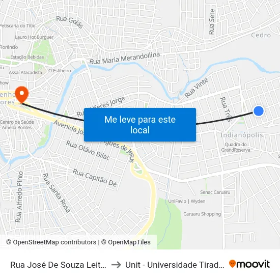 Rua José De Souza Leite 205 to Unit - Universidade Tiradentes map