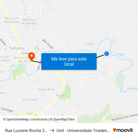 Rua Luciene Rocha 249 to Unit - Universidade Tiradentes map