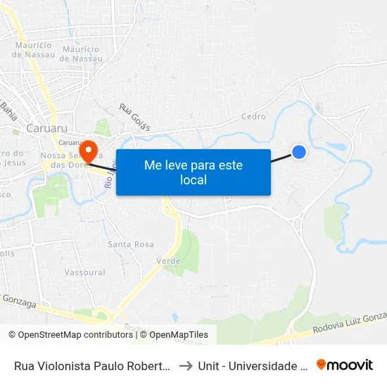 Rua Violonista Paulo Roberto Da Silva 255 to Unit - Universidade Tiradentes map