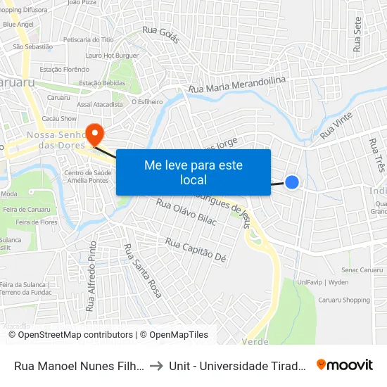Rua Manoel Nunes Filho 82 to Unit - Universidade Tiradentes map