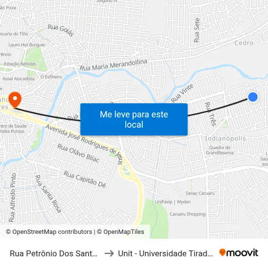 Rua Petrônio Dos Santos 55 to Unit - Universidade Tiradentes map