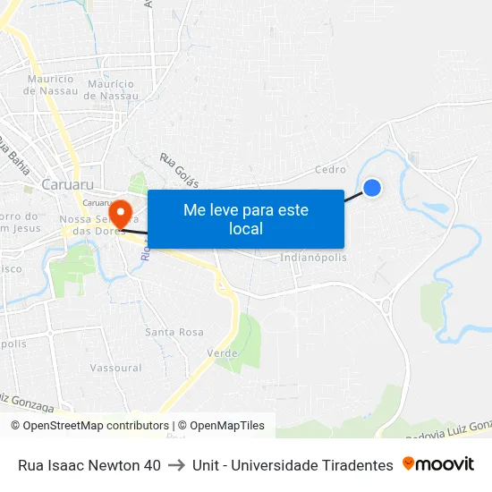 Rua Isaac Newton 40 to Unit - Universidade Tiradentes map