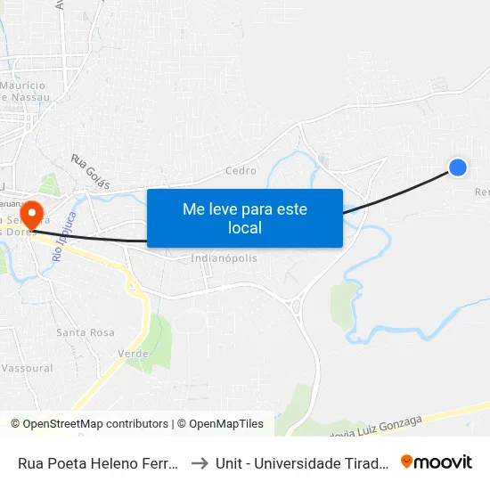 Rua Poeta Heleno Ferreira 1 to Unit - Universidade Tiradentes map