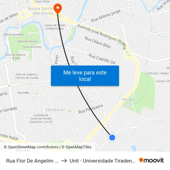 Rua Flor De Angelim 11 to Unit - Universidade Tiradentes map