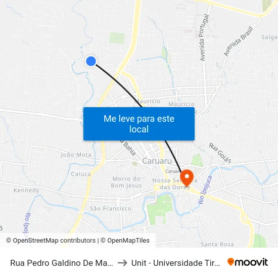 Rua Pedro Galdino De Macedo 31 to Unit - Universidade Tiradentes map