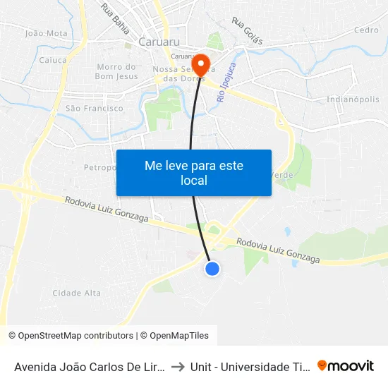 Avenida João Carlos De Lira Lins 410 to Unit - Universidade Tiradentes map