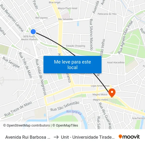 Avenida Rui Barbosa 146 to Unit - Universidade Tiradentes map