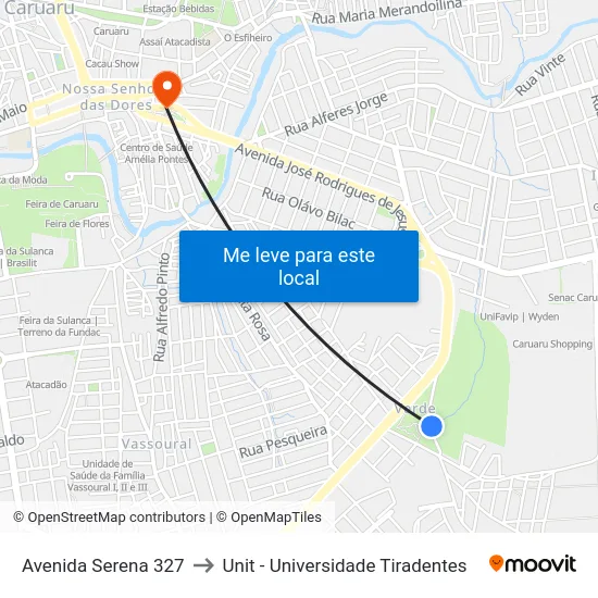Avenida Serena 327 to Unit - Universidade Tiradentes map