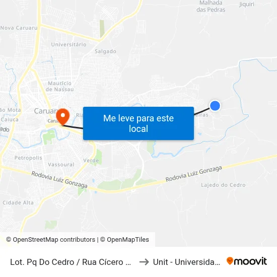Lot. Pq Do Cedro / Rua Cícero Severino De Oliveira, 01 to Unit - Universidade Tiradentes map