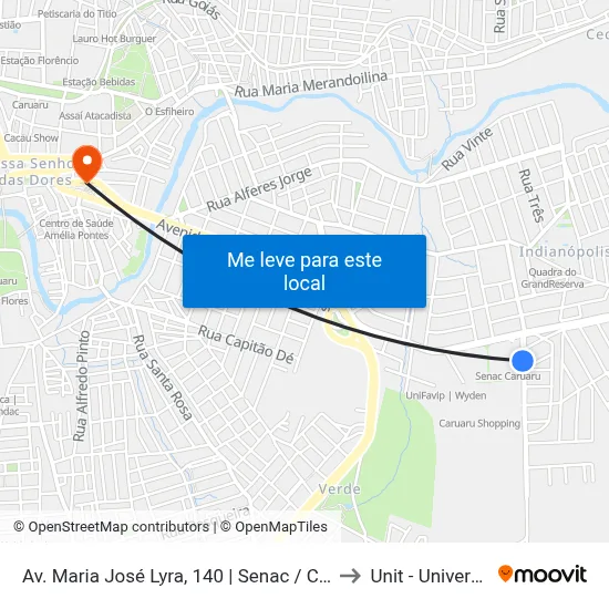 Av. Maria José Lyra, 140 | Senac / Centro De Convenções Djalma Farias Cintra to Unit - Universidade Tiradentes map