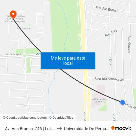 Av. Asa Branca, 746 | Lot. Luiz Gonzaga to Universidade De Pernambuco - UPE map