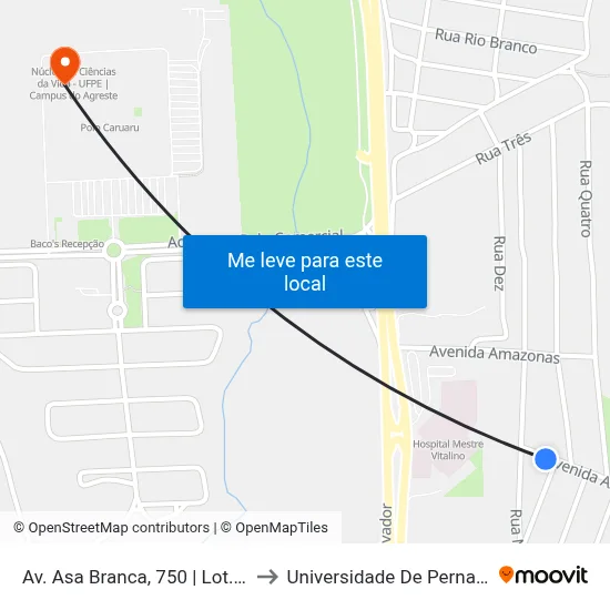 Av. Asa Branca, 750 | Lot. Luiz Gonzaga to Universidade De Pernambuco - UPE map