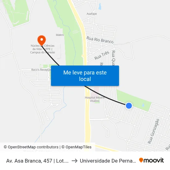 Av. Asa Branca, 457 | Lot. Luiz Gonzaga to Universidade De Pernambuco - UPE map