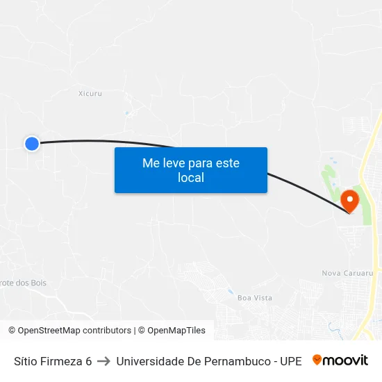 Sítio Firmeza 6 to Universidade De Pernambuco - UPE map