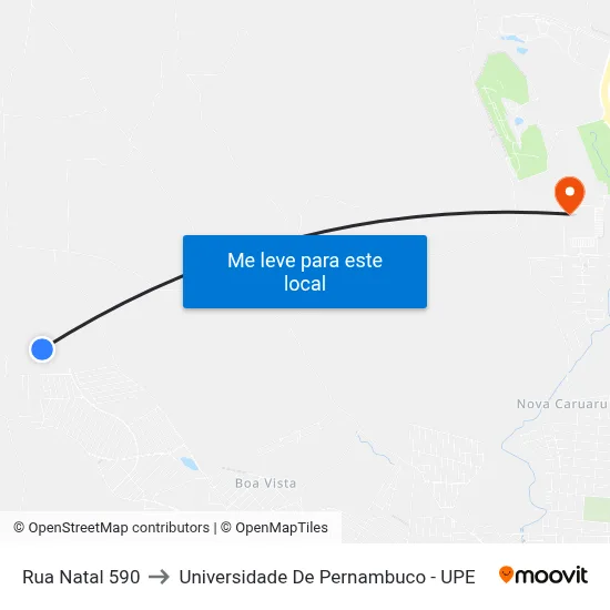 Rua Natal 590 to Universidade De Pernambuco - UPE map