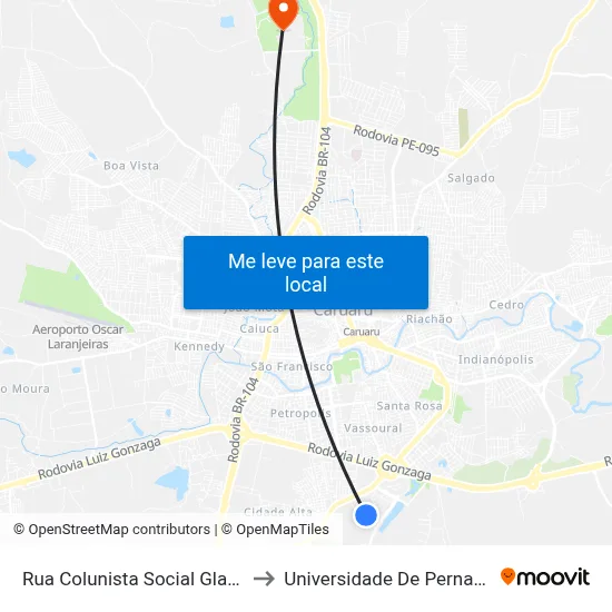 Rua Colunista Social Gladys Cardins 4 to Universidade De Pernambuco - UPE map