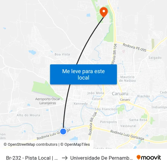 Br-232 - Pista Local | Posto Br to Universidade De Pernambuco - UPE map