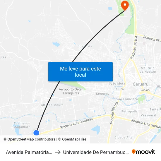 Avenida Palmatória 1000 to Universidade De Pernambuco - UPE map