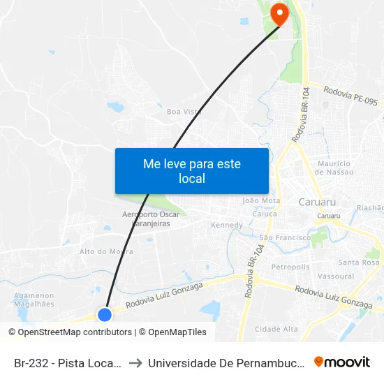 Br-232 - Pista Local, 420 to Universidade De Pernambuco - UPE map