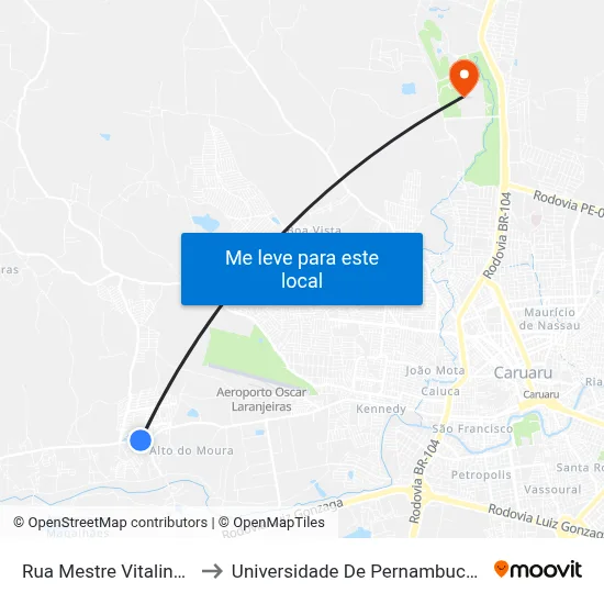 Rua Mestre Vitalino 331 to Universidade De Pernambuco - UPE map