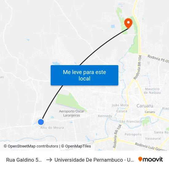 Rua Galdino 583 to Universidade De Pernambuco - UPE map