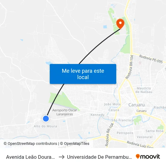 Avenida Leão Dourado 615 to Universidade De Pernambuco - UPE map