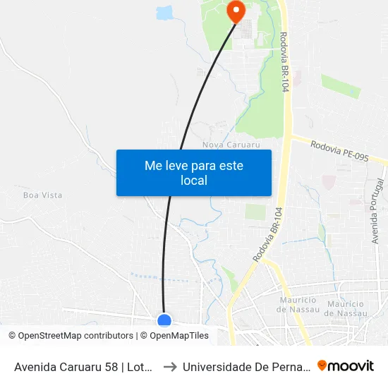 Avenida Caruaru 58 | Lotérica Boa Vista to Universidade De Pernambuco - UPE map