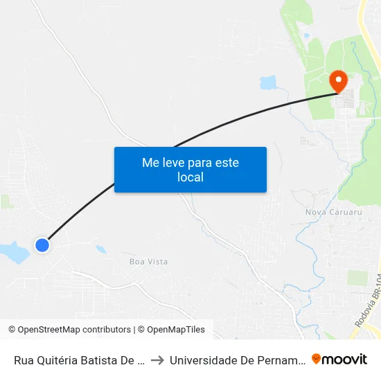 Rua Quitéria Batista De Souza 680 to Universidade De Pernambuco - UPE map