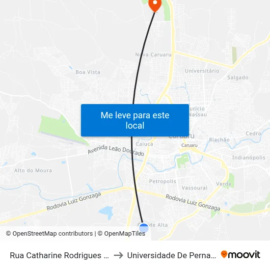 Rua Catharine Rodrigues De Barros 313 to Universidade De Pernambuco - UPE map